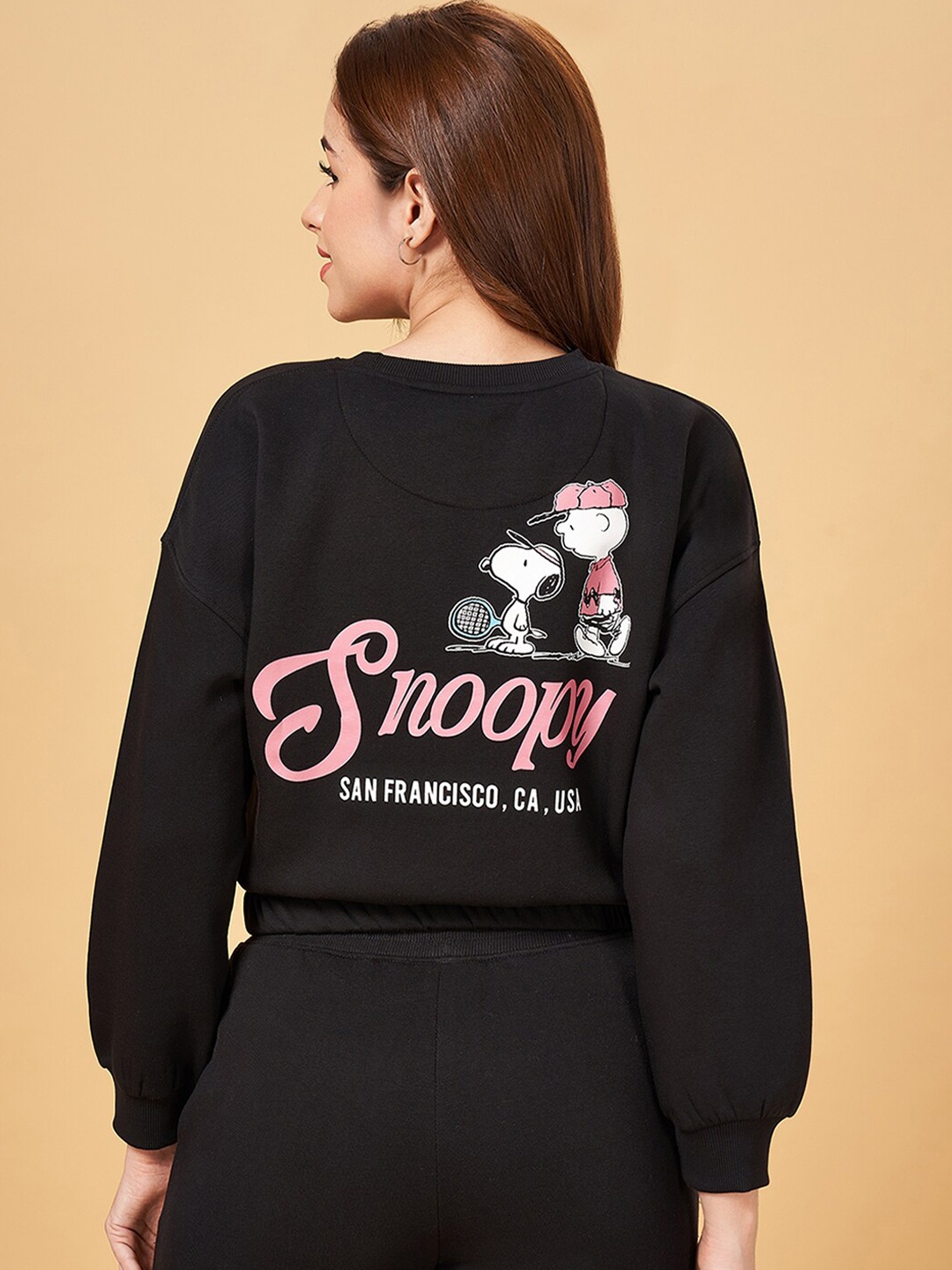 

Honey by Pantaloons Snoopy Printed Cotton Sweatshirt, Black