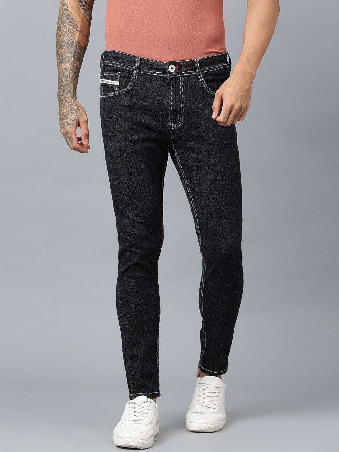 

Code 61 Men Skinny Fit Low-Rise Stretchable Jeans, Charcoal