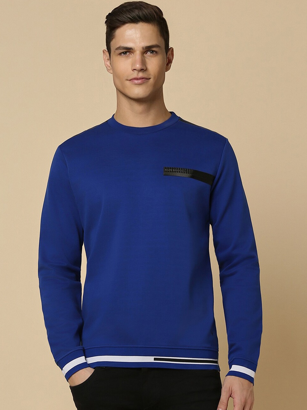 

Allen Solly Round Neck Pure Cotton Pullover Sweatshirt, Blue