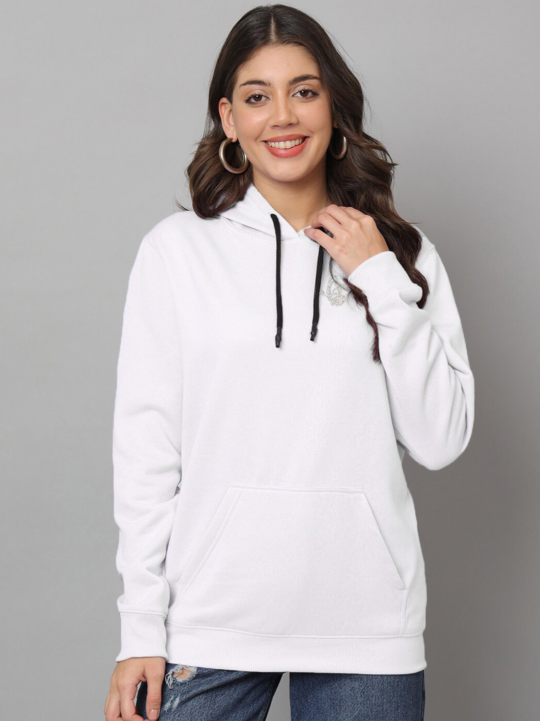 

urSense Fleece Hooded Oversized Pullover Sweatshirt, White