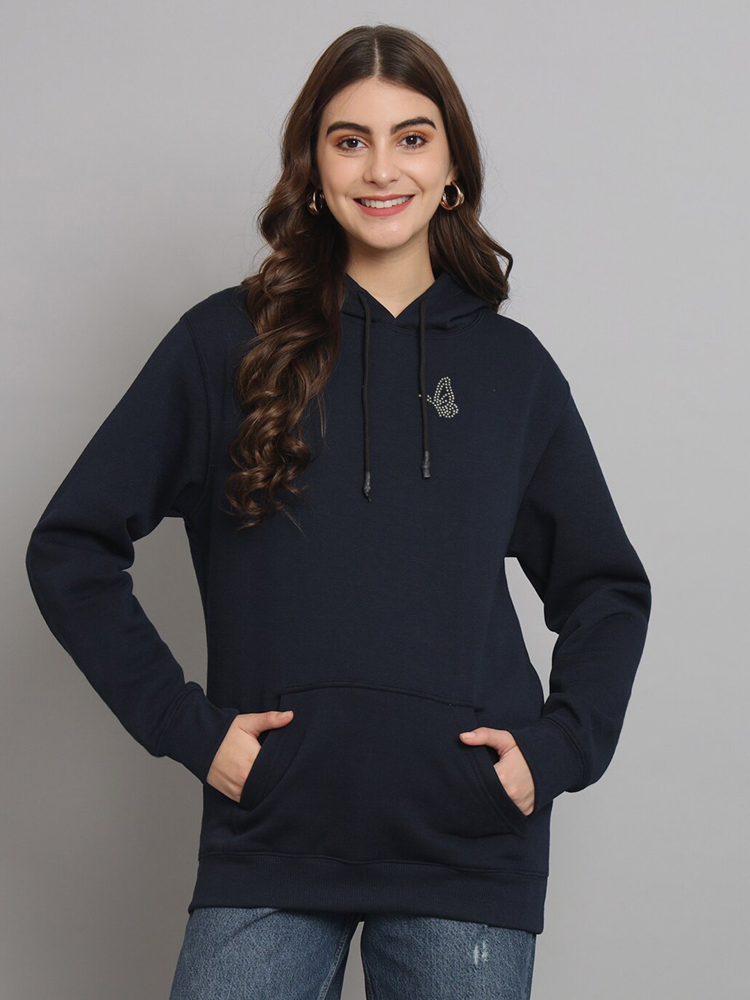 

urSense Fleece Hooded Oversized Pullover Sweatshirt, Navy blue