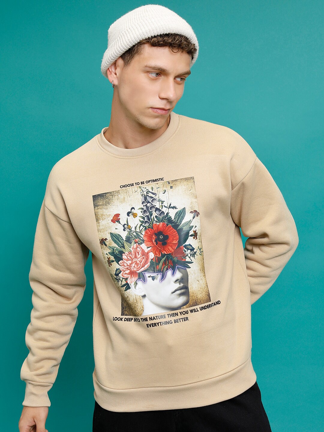 

HIGHLANDER Graphic Printed Relaxed Pullover Sweatshirt, Beige