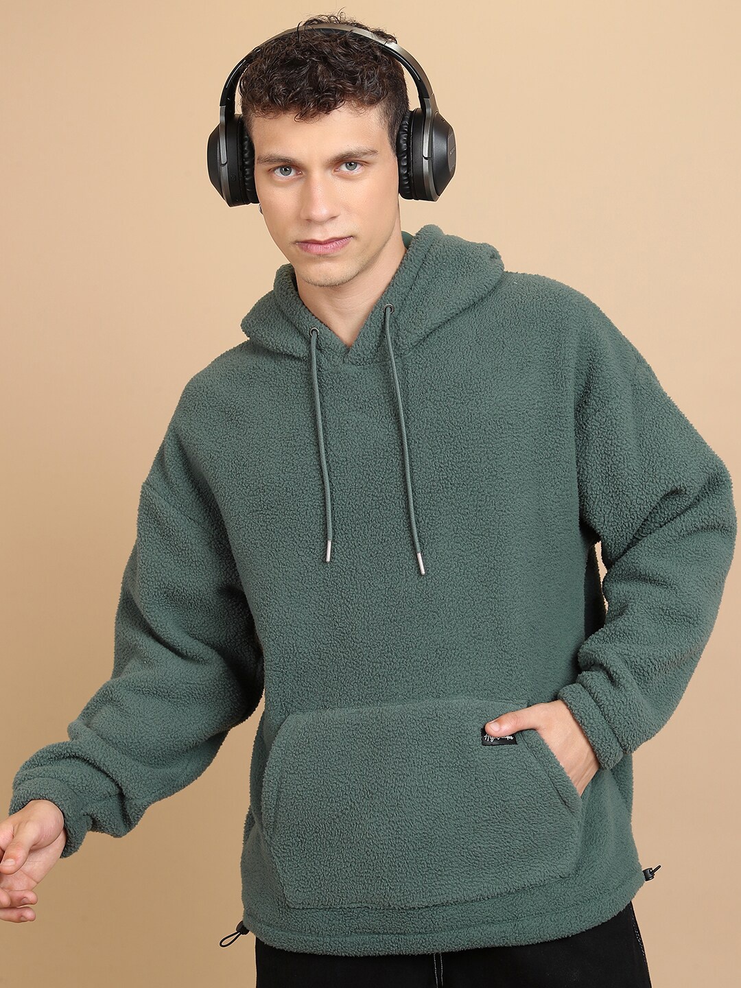 

HIGHLANDER Hooded Drop Shoulder Sleeves Oversized Sweatshirt, Green