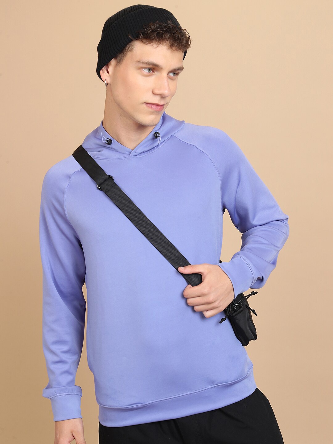 

HIGHLANDER Hooded Raglan Sleeves Relaxed Fit Pullover, Purple