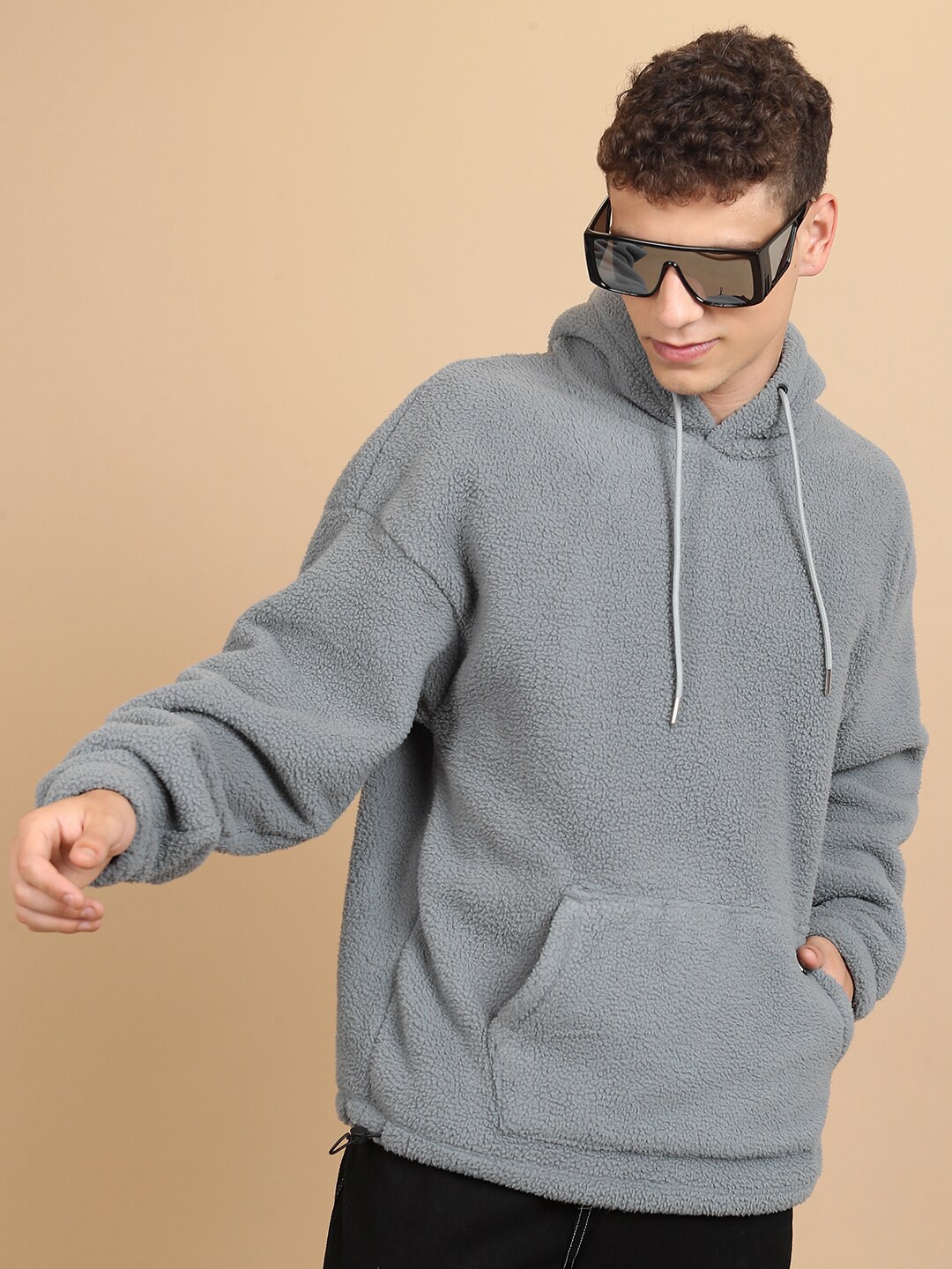 

HIGHLANDER Hooded Drop Shoulder Sleeves Oversized Sweatshirt, Grey