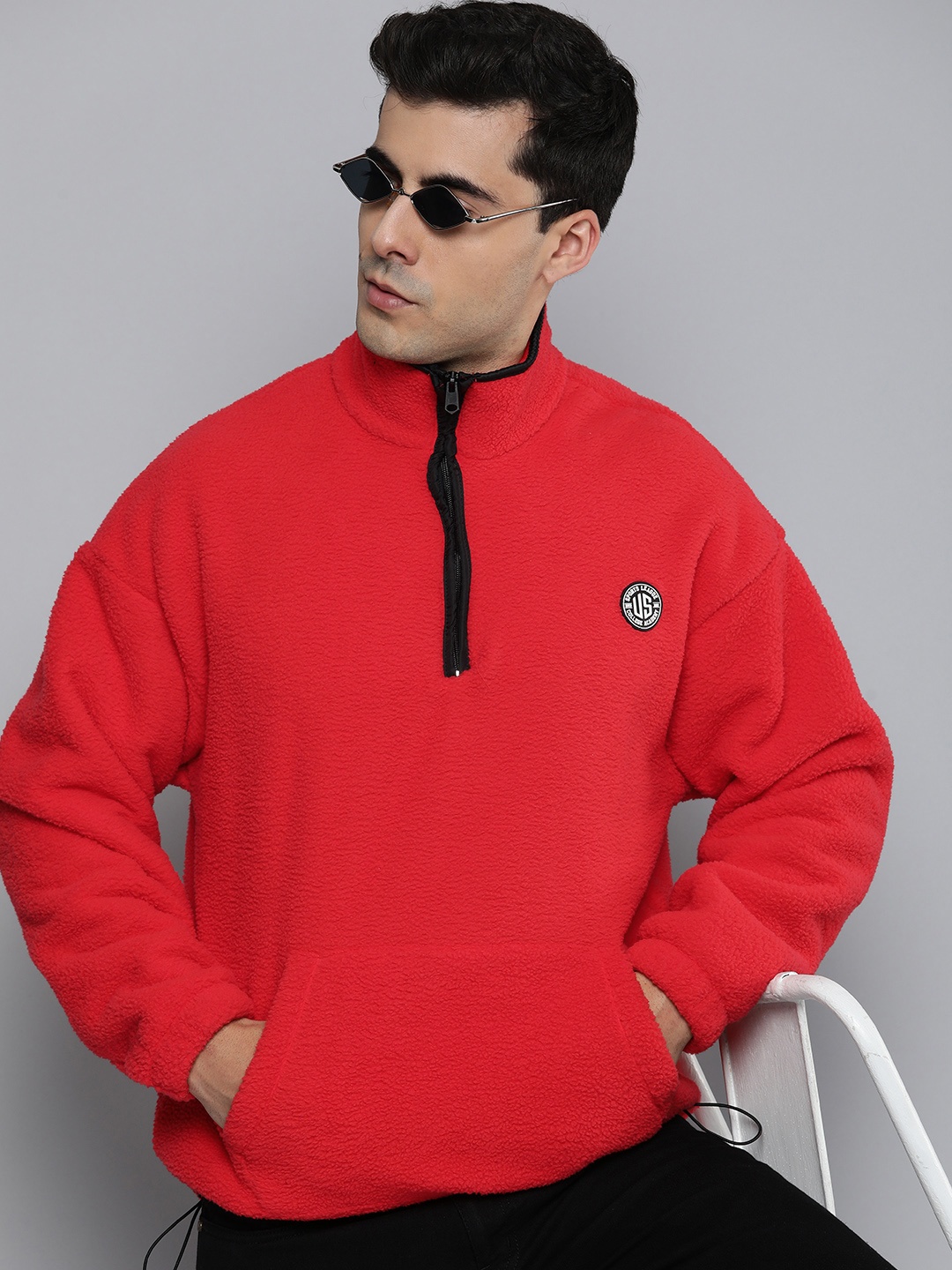

HIGHLANDER High Neck Long Sleeves Oversized Sweatshirt, Red