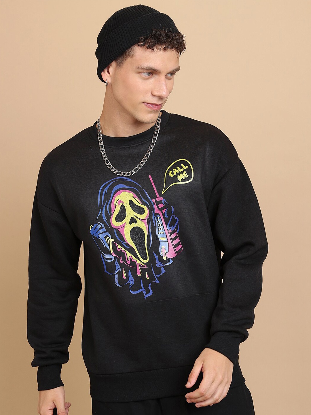 

HIGHLANDER Graphic Printed Relaxed Fit Pullover, Black