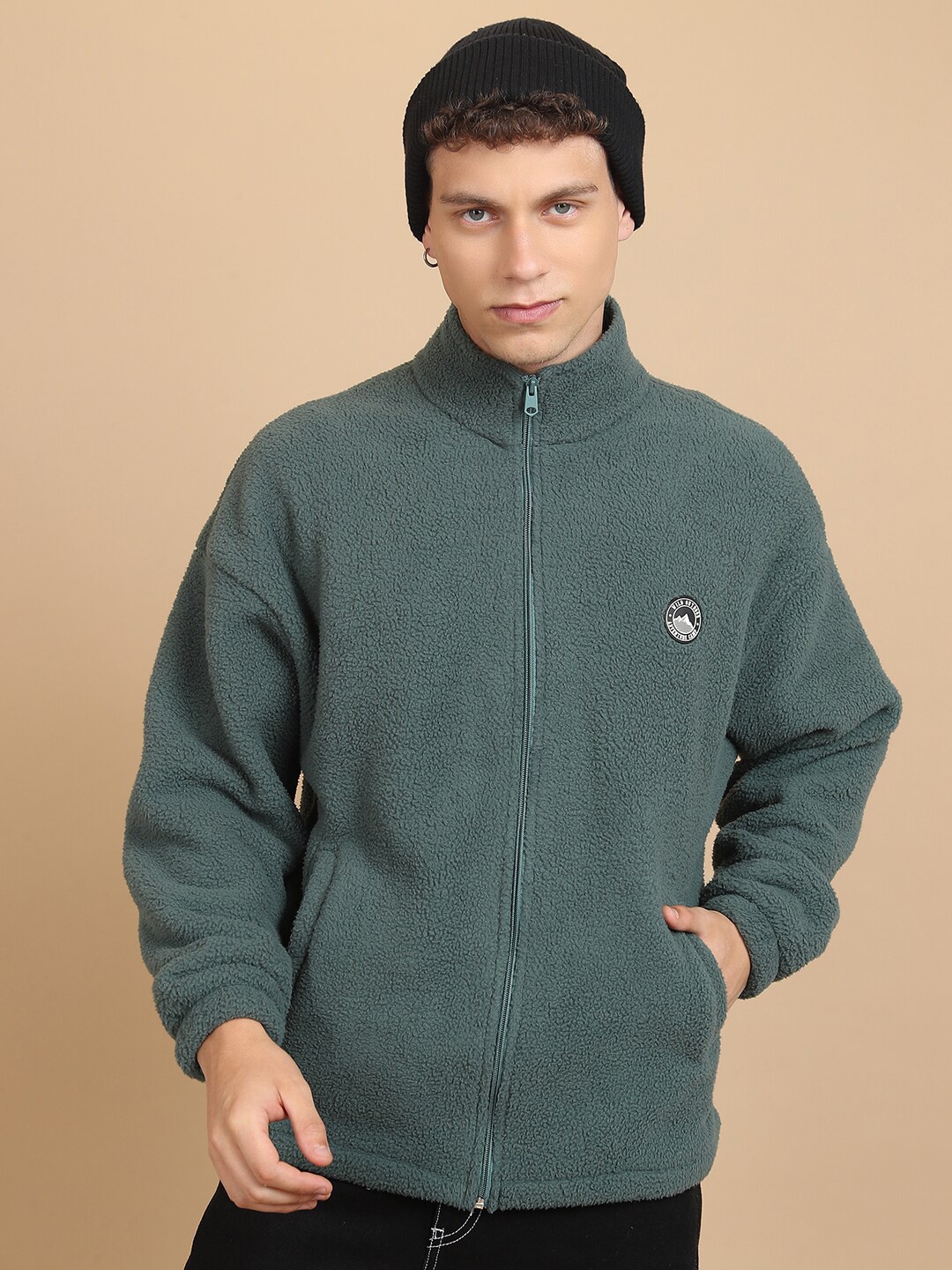 

HIGHLANDER Oversized Mock Collar Drop-Shoulder Sleeves Sweatshirt, Green