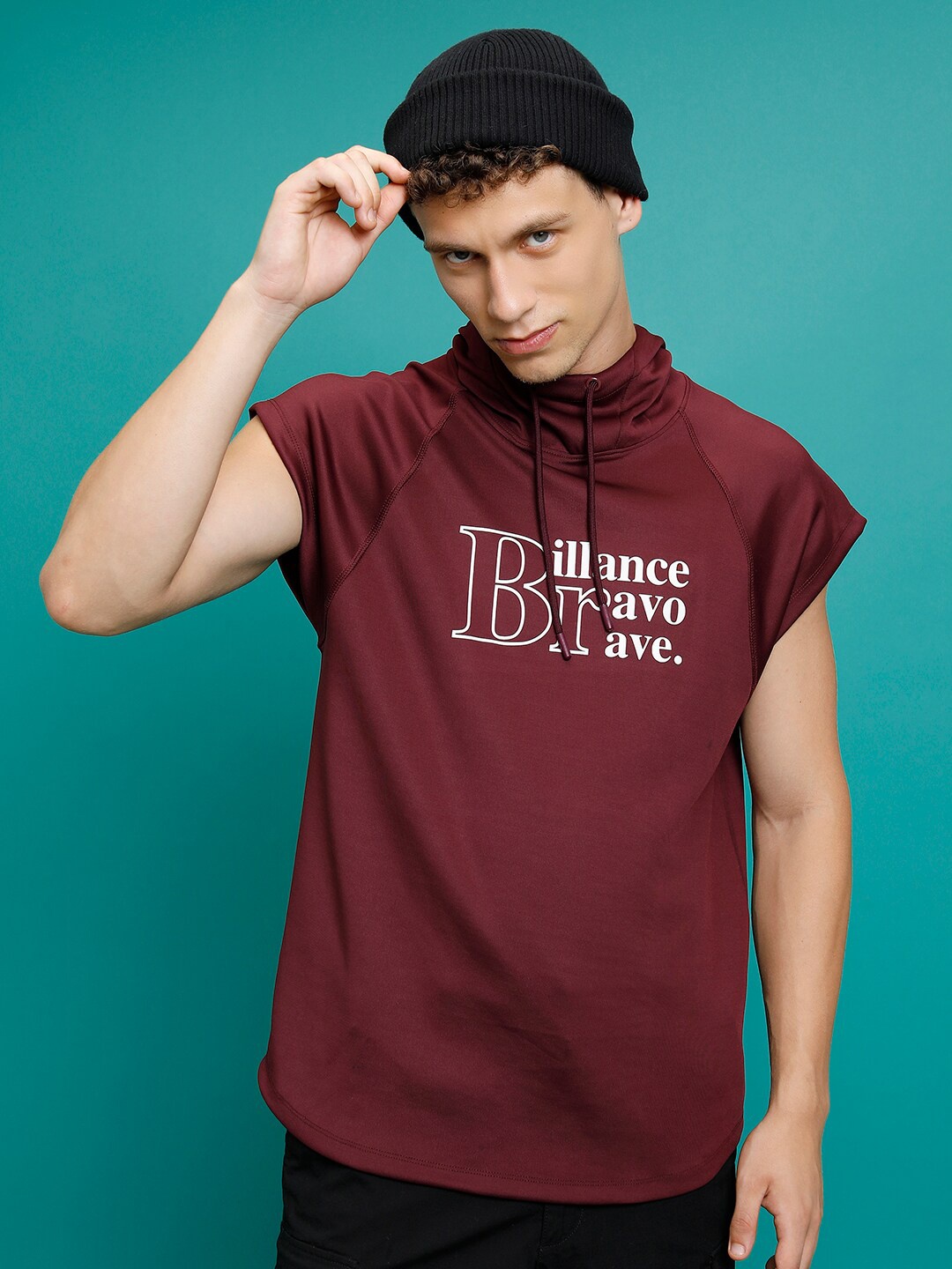 

HIGHLANDER Printed Hooded Sweatshirt, Burgundy