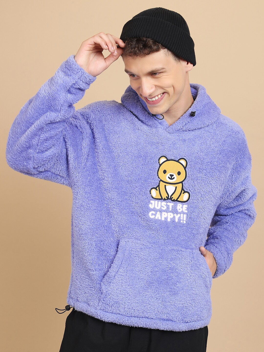 

HIGHLANDER Graphic Printed Oversized Drop Shoulder Hooded Sweatshirt, Blue