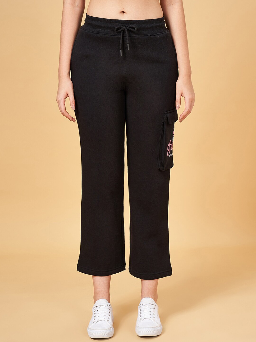 Honey by Pantaloons Women Cotton Track Pant, Black