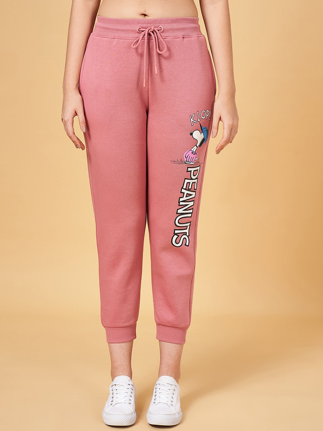 

Honey by Pantaloons Women Typography Printed Cotton Joggers, Pink