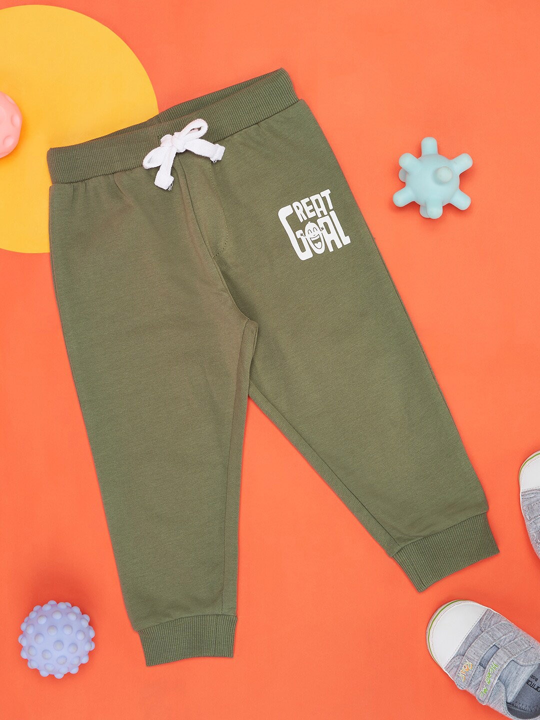 Pantaloons Baby Infant Boys Mid-Rise Jogger, Olive