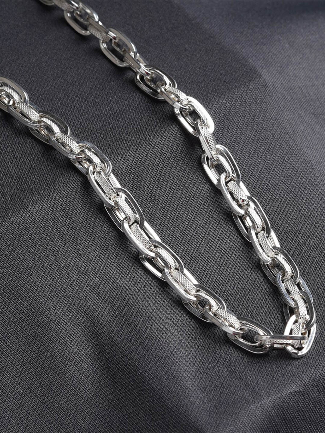 

ORIONZ Men Textured Sterling Silver Link Chain, White