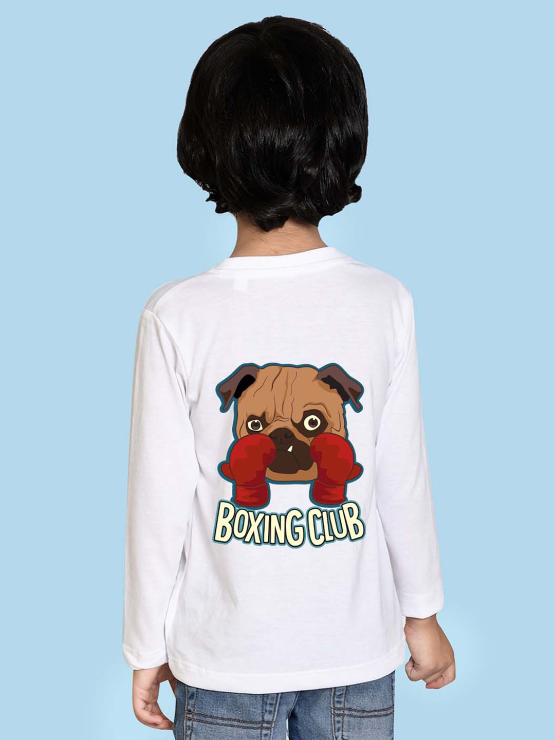 NUSYL Boys Boxer Dog Printed Cotton T-shirt, White