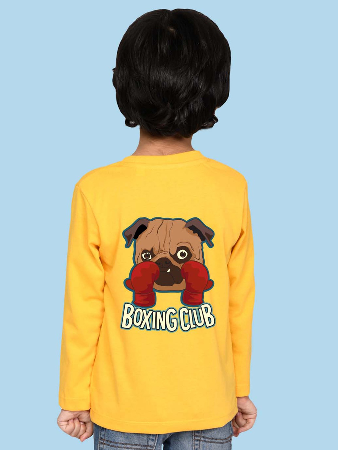 NUSYL Boys Graphic Printed Round Neck Cotton T-shirt, Yellow