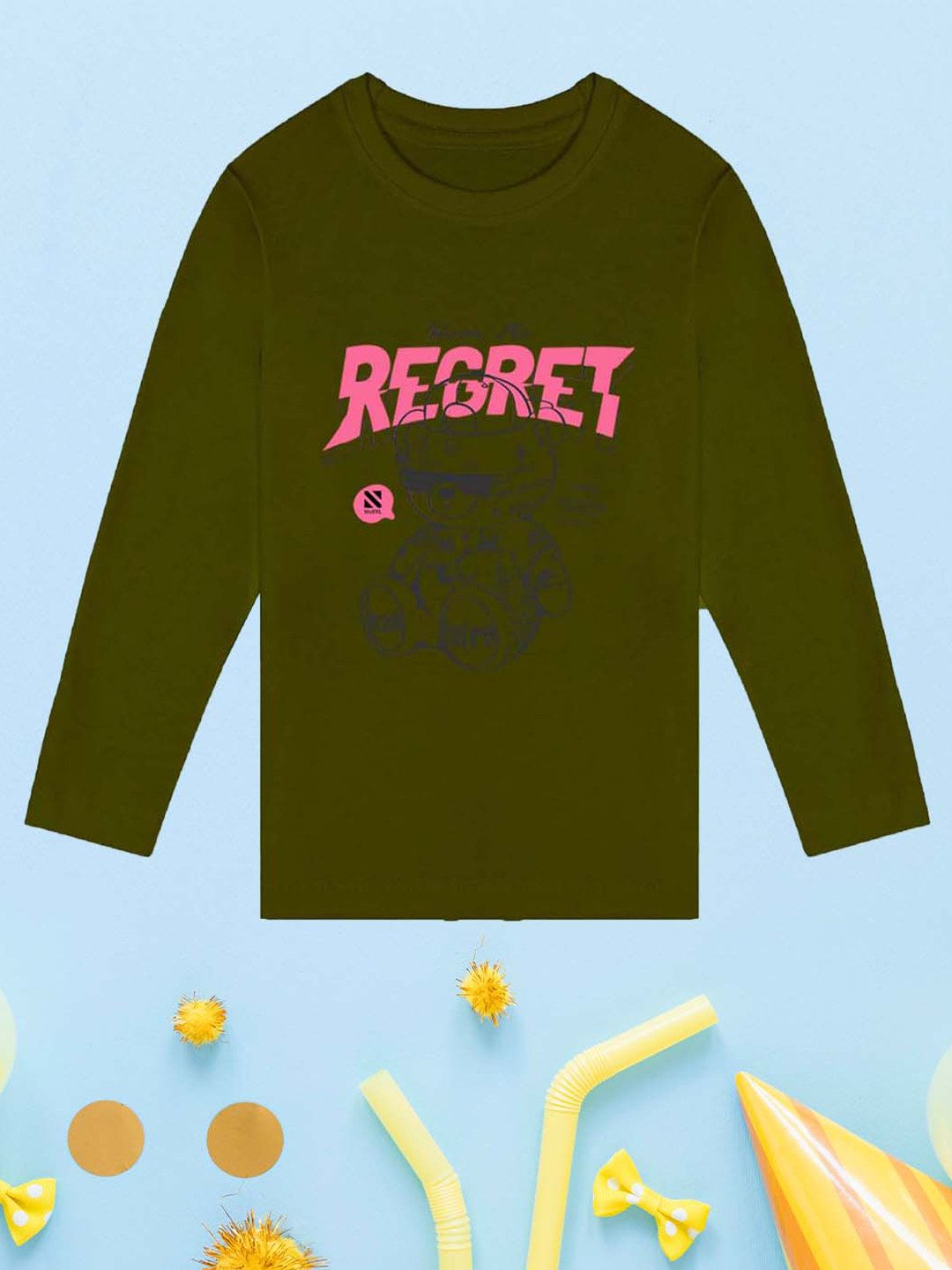 

NUSYL Boys Typography Printed Cotton T-shirt, Green