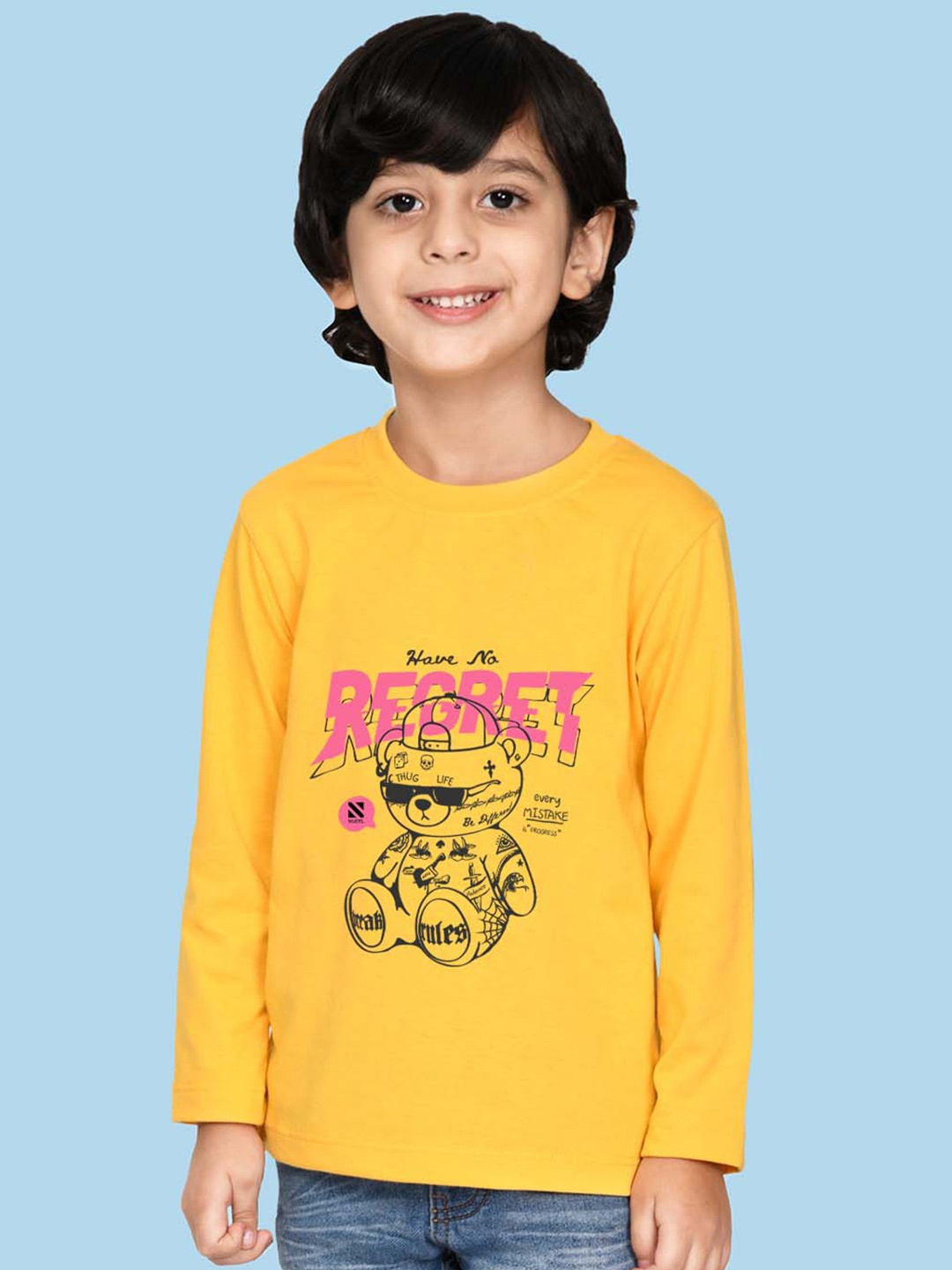 

NUSYL Boys Graphic Printed Cotton T-shirt, Yellow