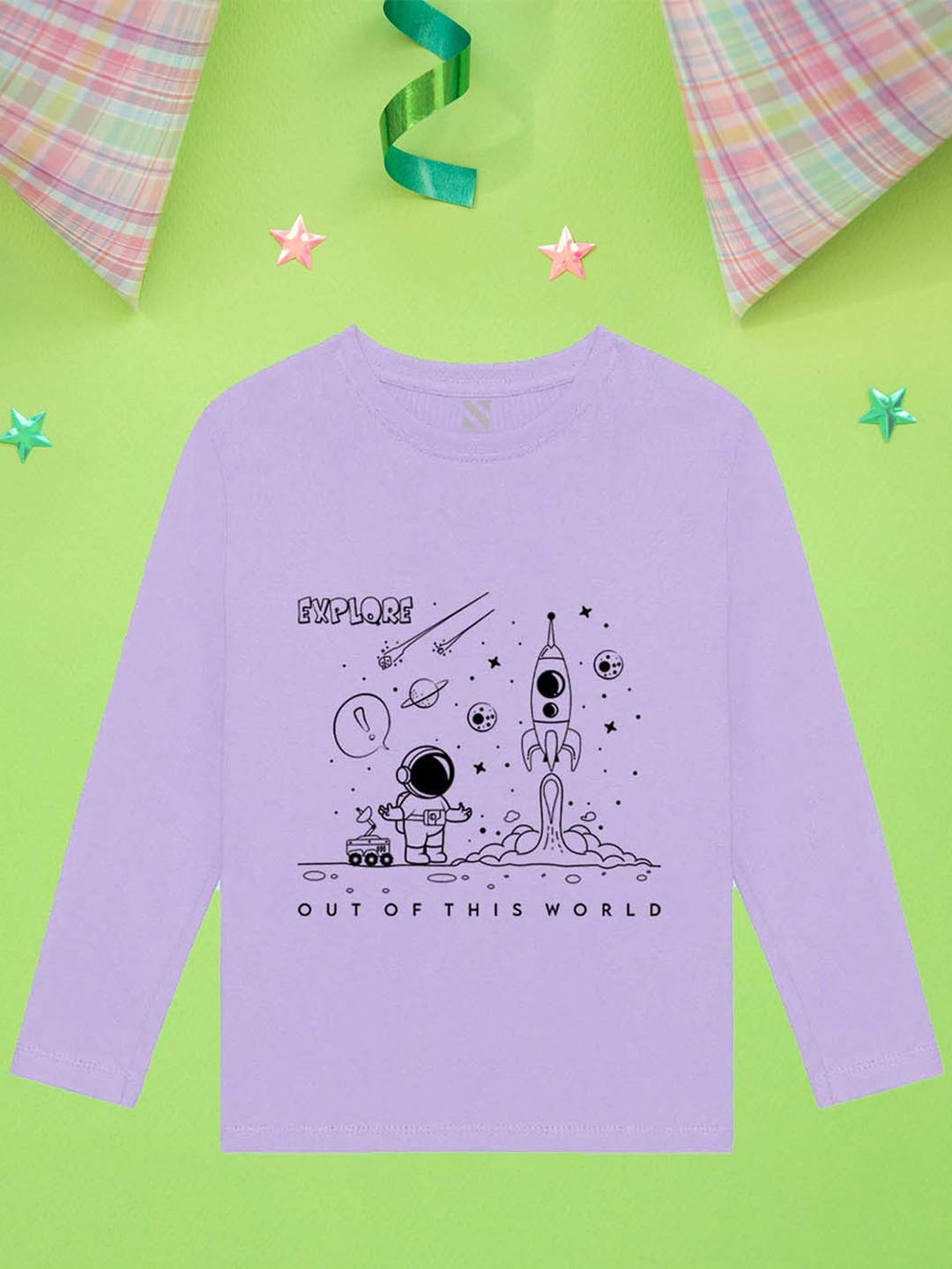 

NUSYL Boys Space Printed Cotton T-shirt, Purple