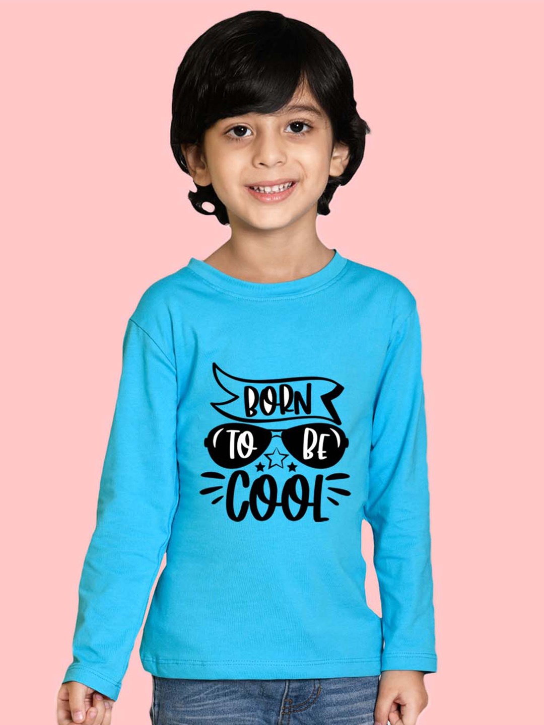 

NUSYL Boys Typography Printed Round Neck Cotton T-shirt, Blue