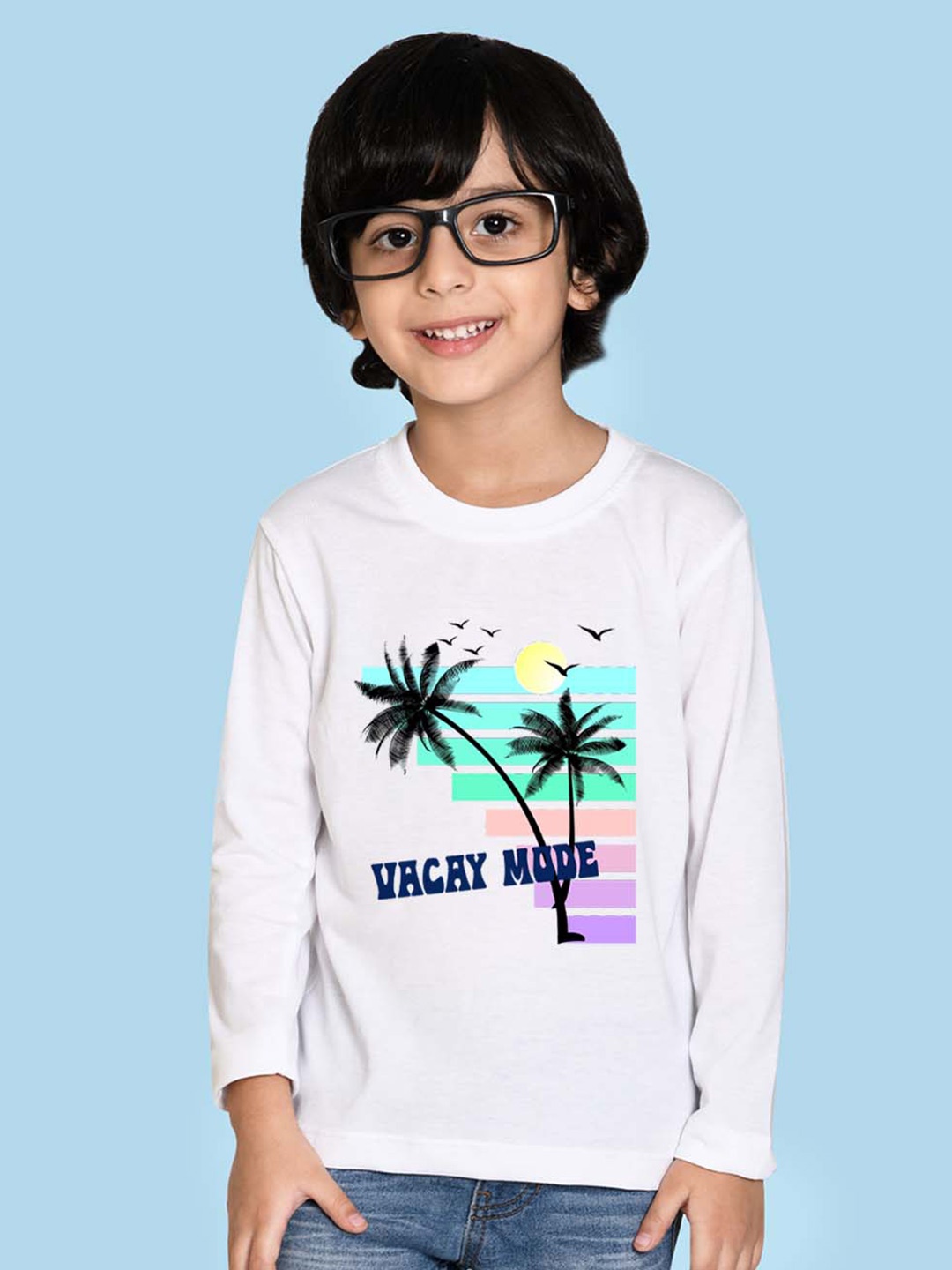 NUSYL Boys Graphic Printed Cotton T-shirt, White