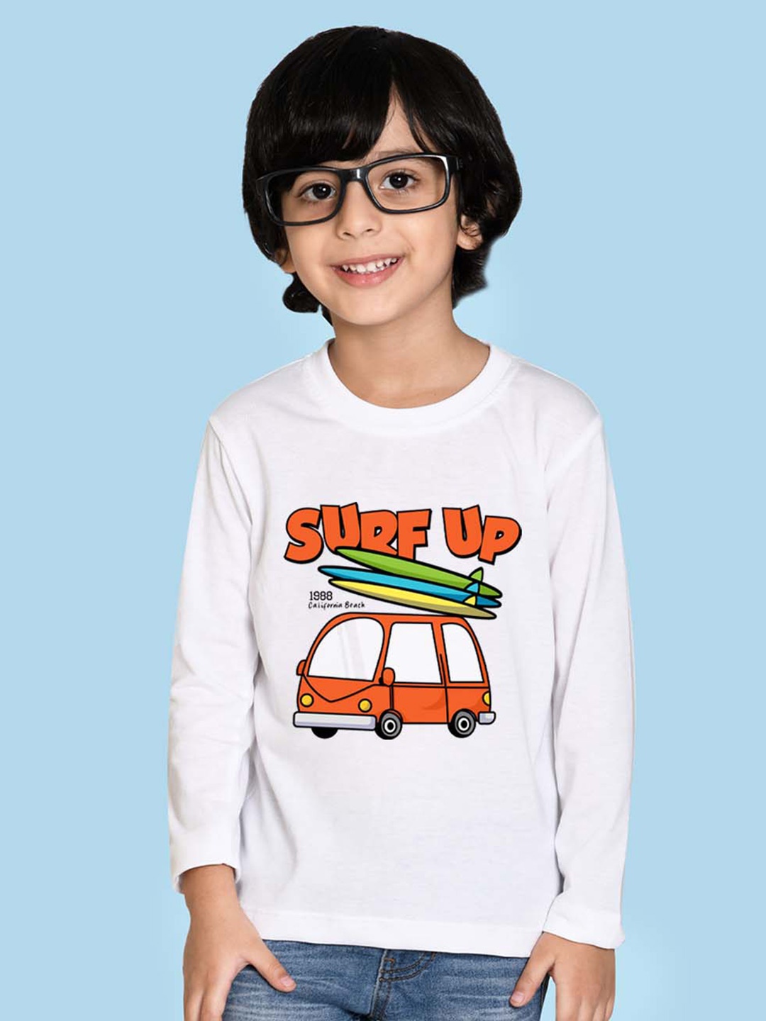 

NUSYL Boys Graphic Printed Cotton T-shirt, White