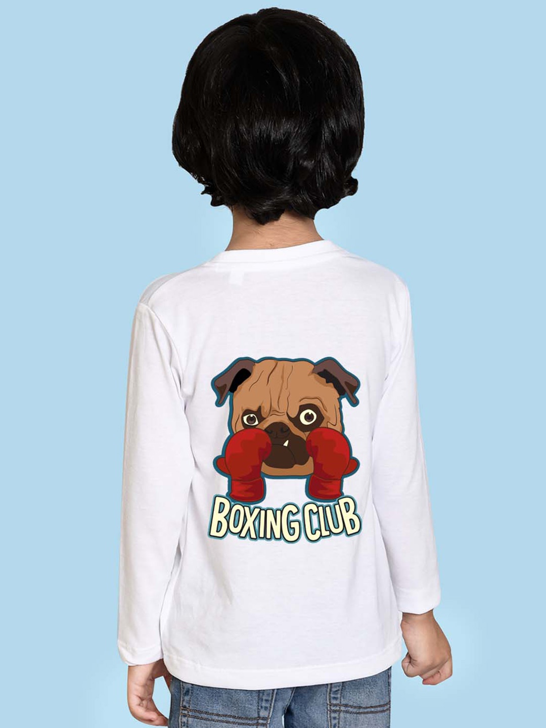 

NUSYL Boys Boxer Dog Printed Cotton T-shirt, White