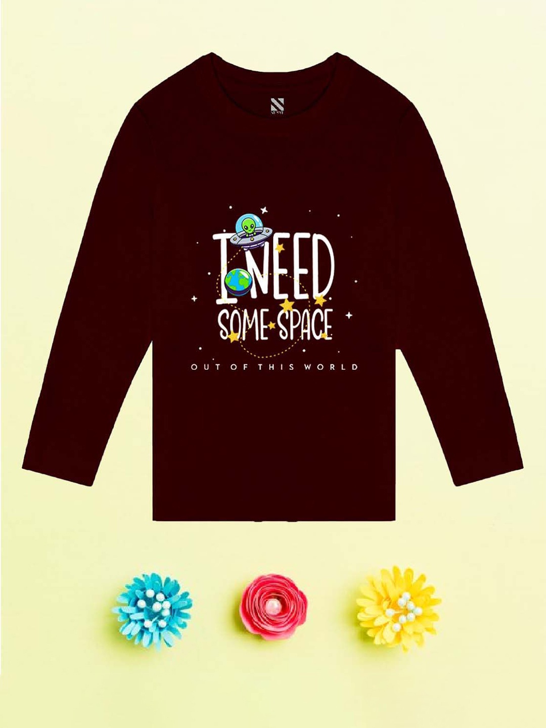

NUSYL Boys Typography Printed Cotton T-shirt, Maroon