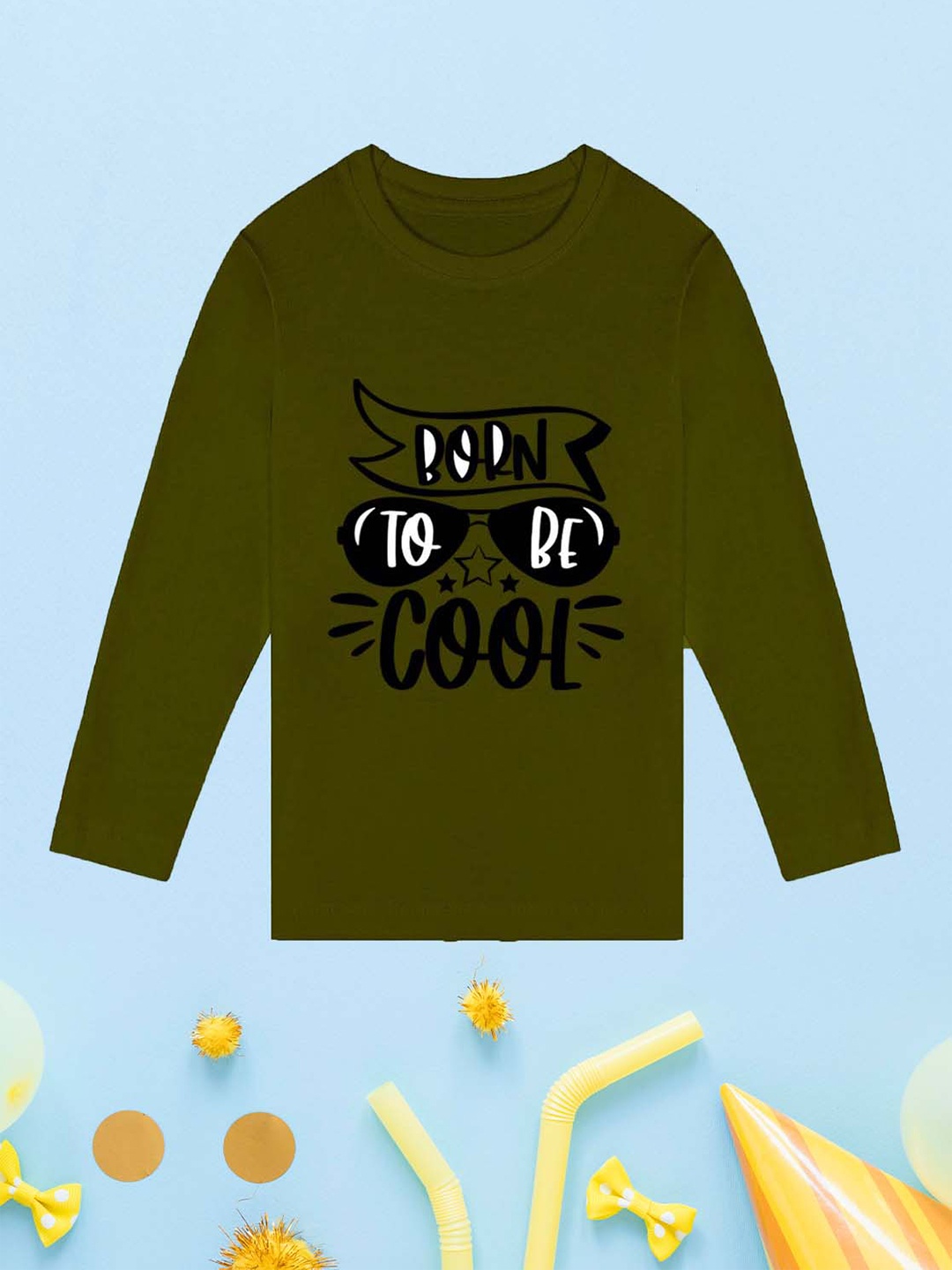 NUSYL Boys Typography Printed Cotton T-shirt, Green