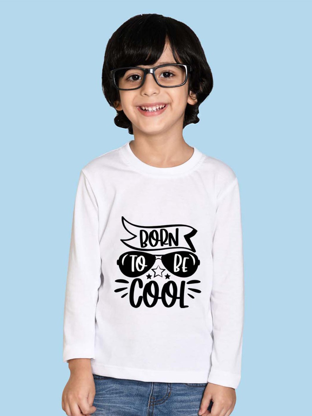 

NUSYL Boys Cool Typography Printed Long Sleeves Cotton T-shirt, White