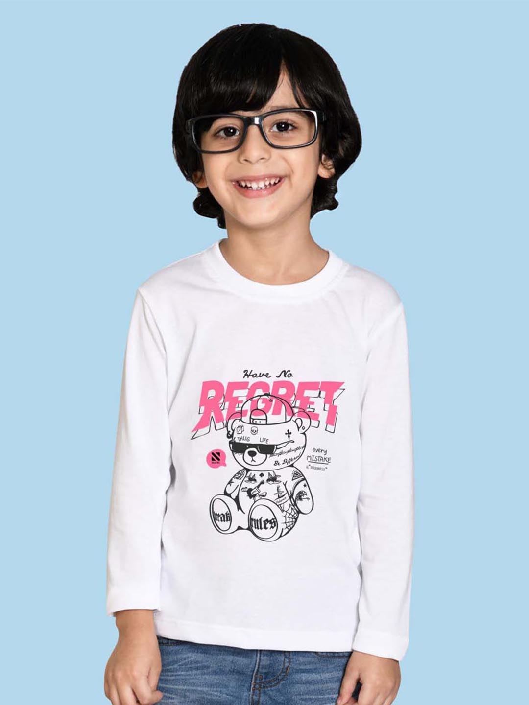 

NUSYL Boys Gangster Vector Printed Cotton T-shirt, White