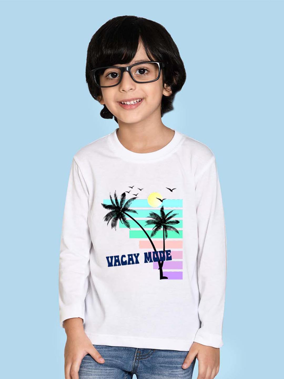 

NUSYL Boys Graphic Printed Cotton T-shirt, White