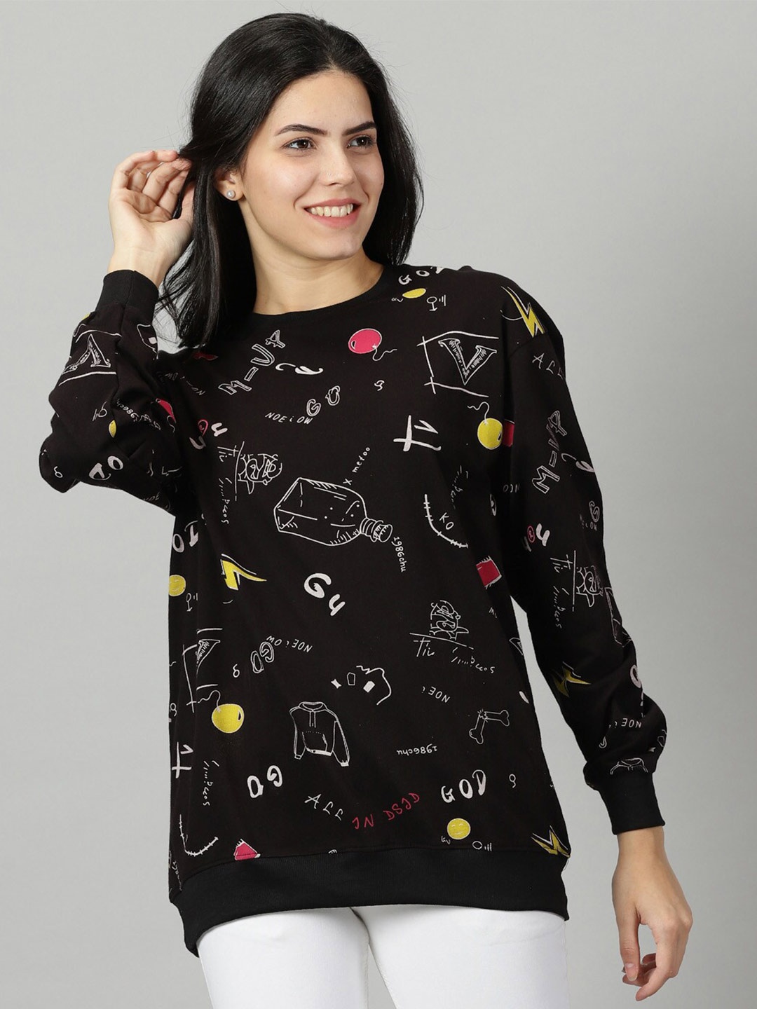

Rodzen Conversational Printed Sweatshirt, Black