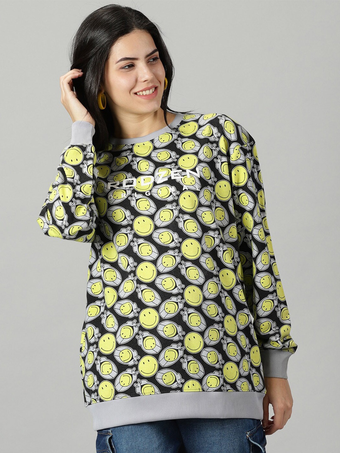 

Rodzen Geometric Printed Cotton Sweatshirt, Yellow