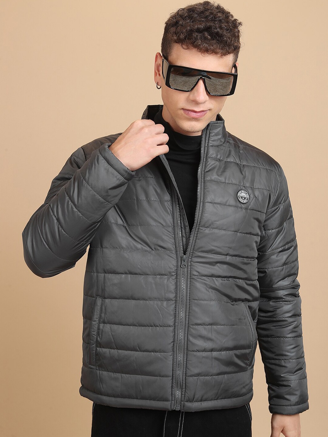 

HIGHLANDER Mock Collar Puffer Jacket, Grey