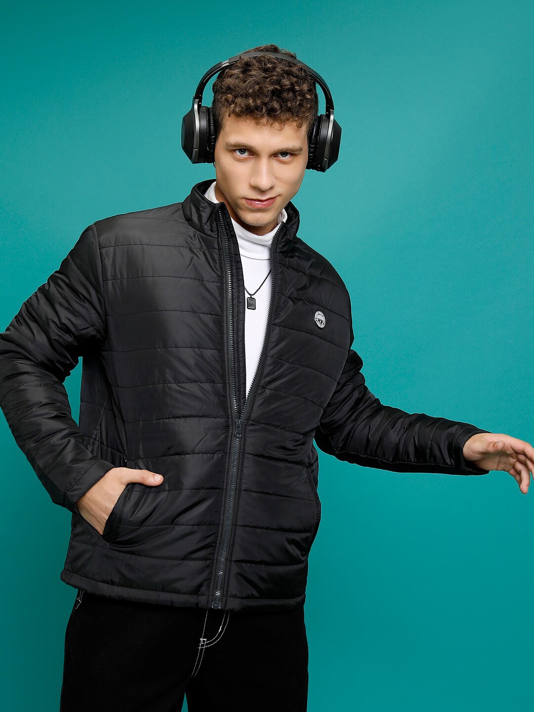 

HIGHLANDER Mock Collar Puffer Jacket, Black