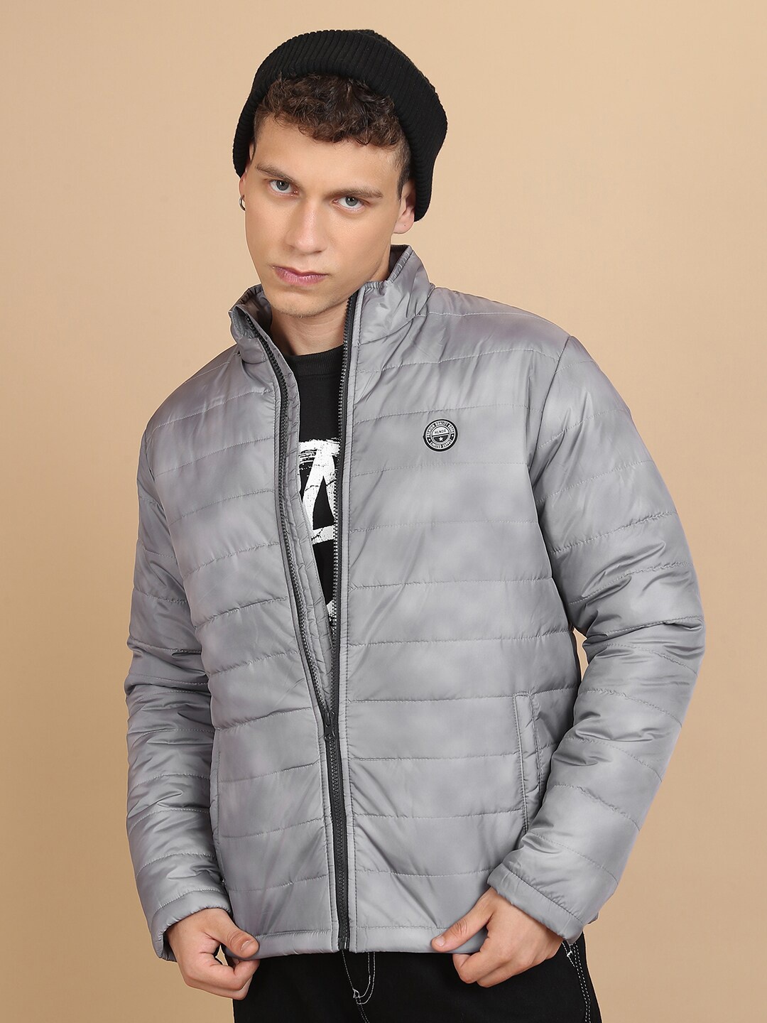 

HIGHLANDER Mock Collar Puffer Jacket, Grey