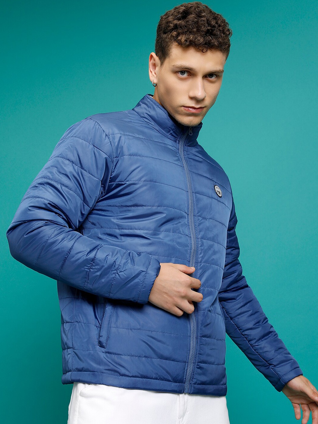

HIGHLANDER Teal Mock Collar Padded Jacket