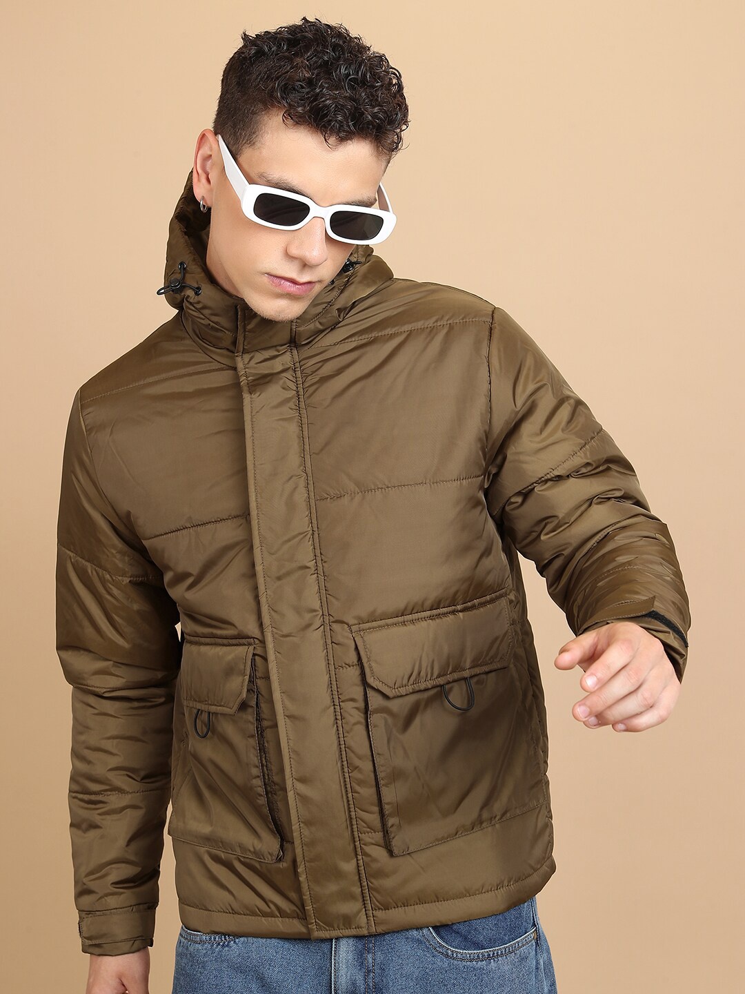 

HIGHLANDER Hooded Puffer Jacket, Brown