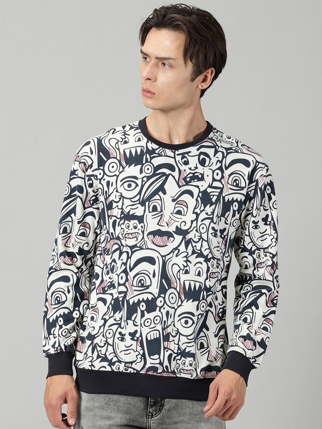 

Rodzen Conversational Printed Cotton Sweatshirt, Cream