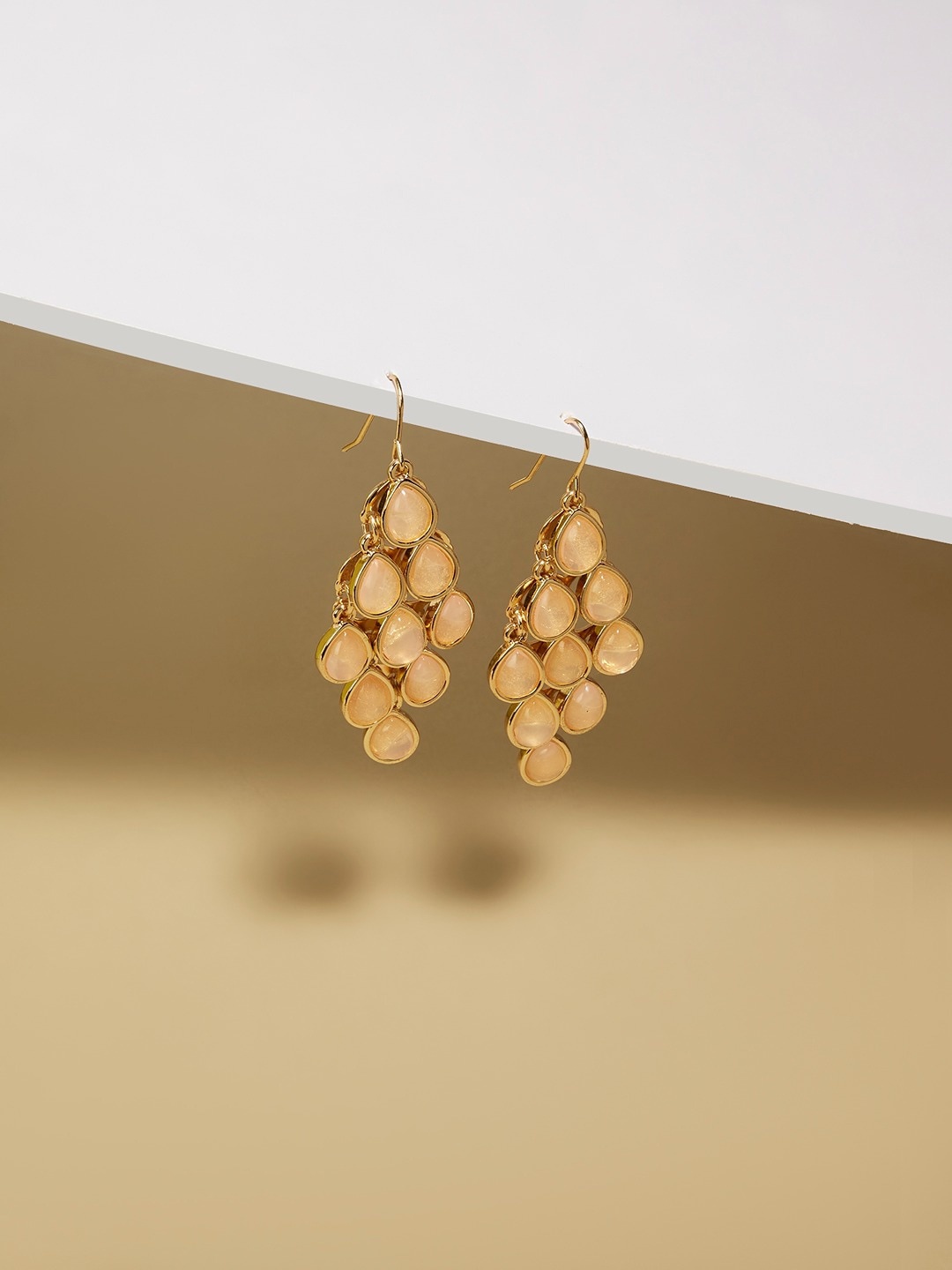 

AMI Gold-Plated Contemporary Drop Earrings, Peach