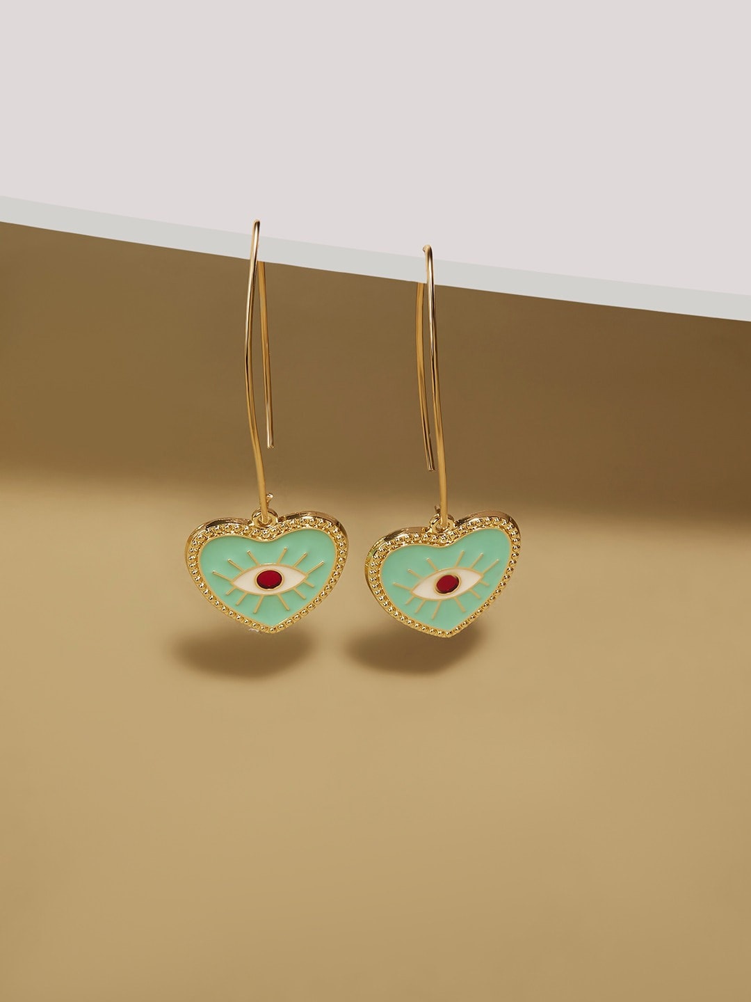 

AMI Gold-Plated Contemporary Drop Earrings, Green