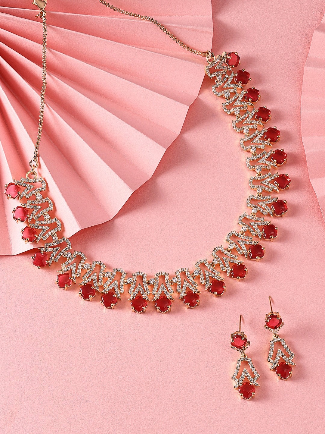 

AMI Rose Gold-Plated Cubic Zirconia-Studded Jewellery Set