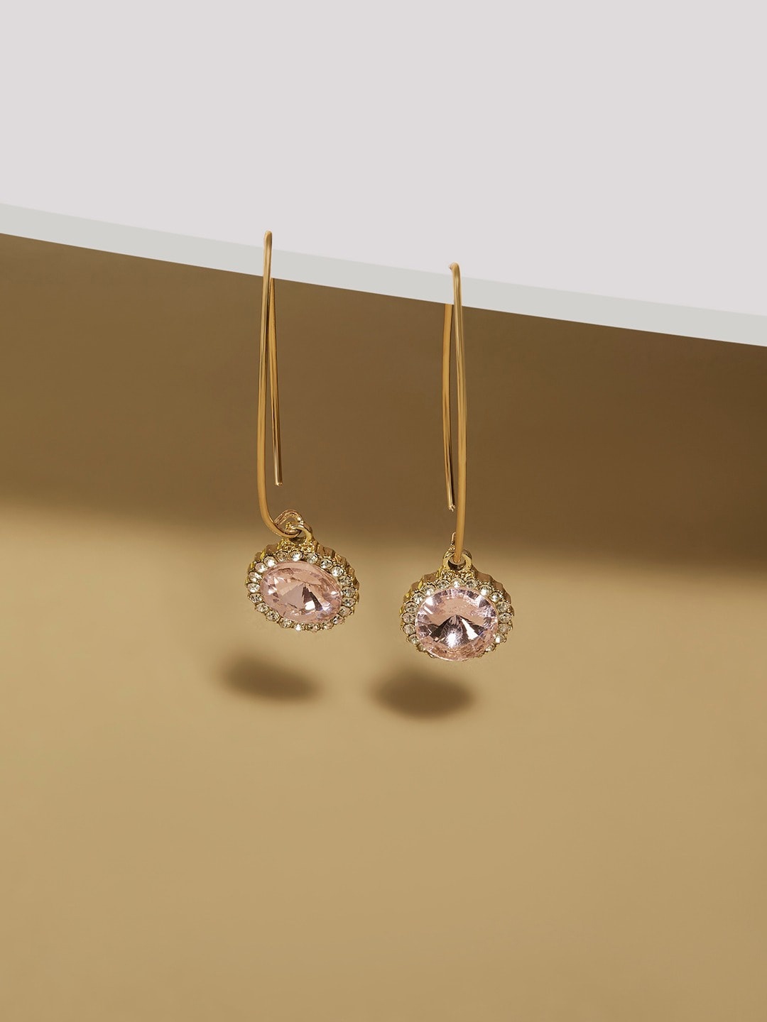 

AMI Gold-Plated Artificial Stones Contemporary Drop Earrings