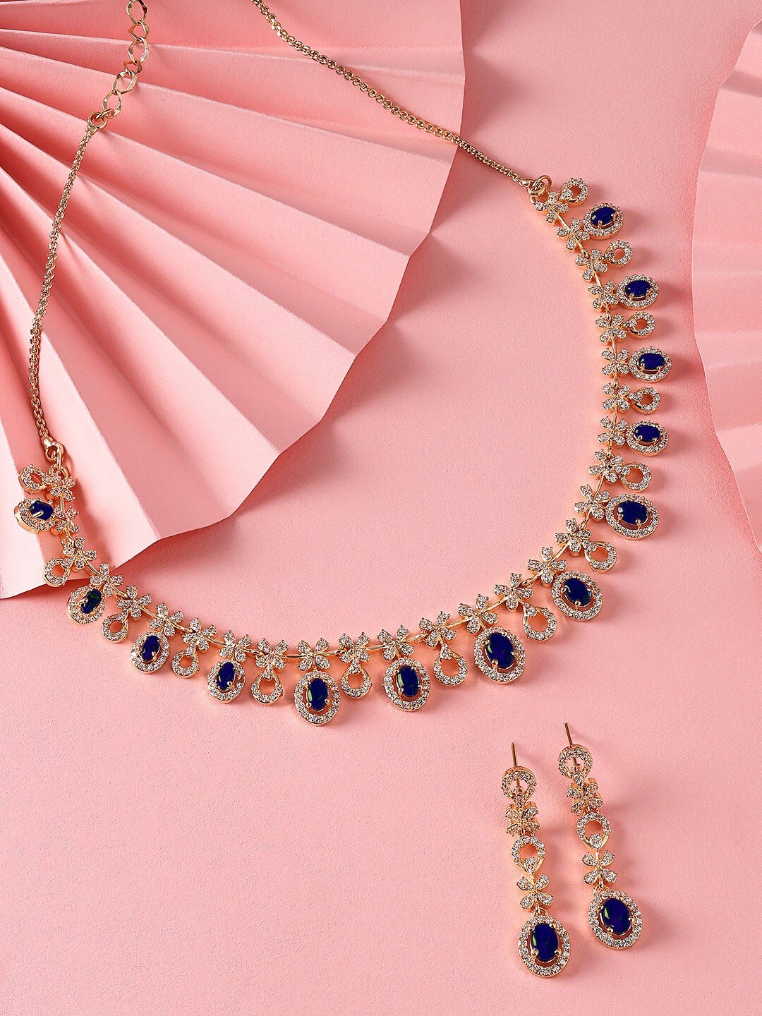 

AMI Rose Gold-Plated Cubic Zirconia-Studded Jewellery Set
