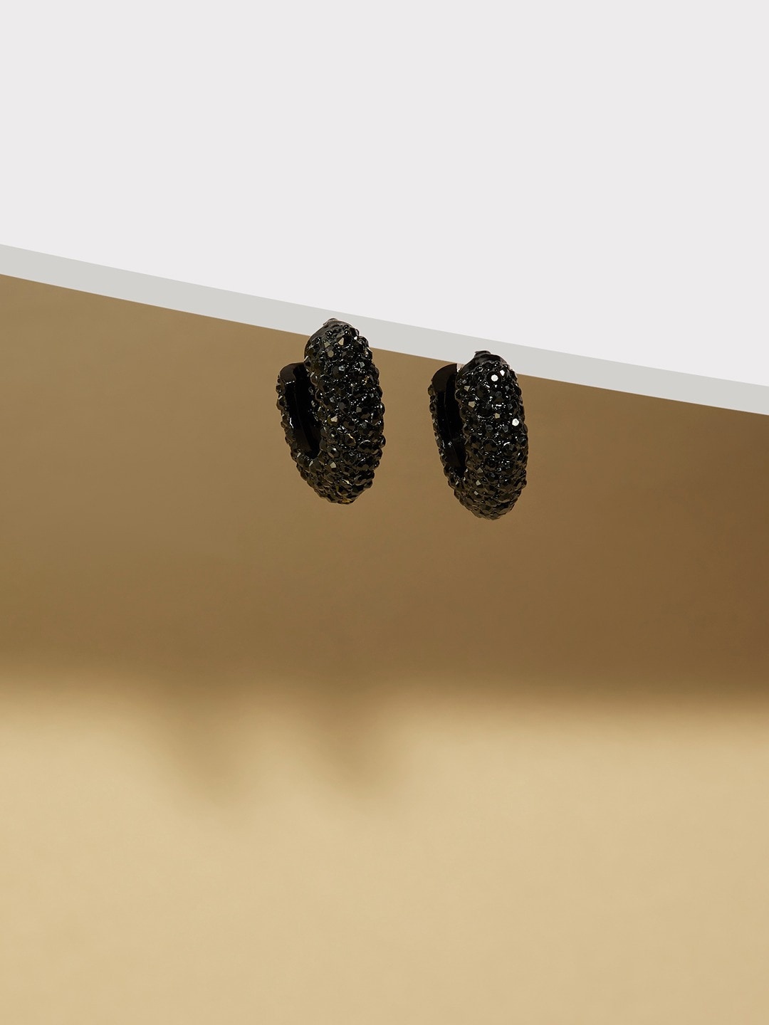 

AMI Gold-Plated Contemporary Hoop Earrings, Black