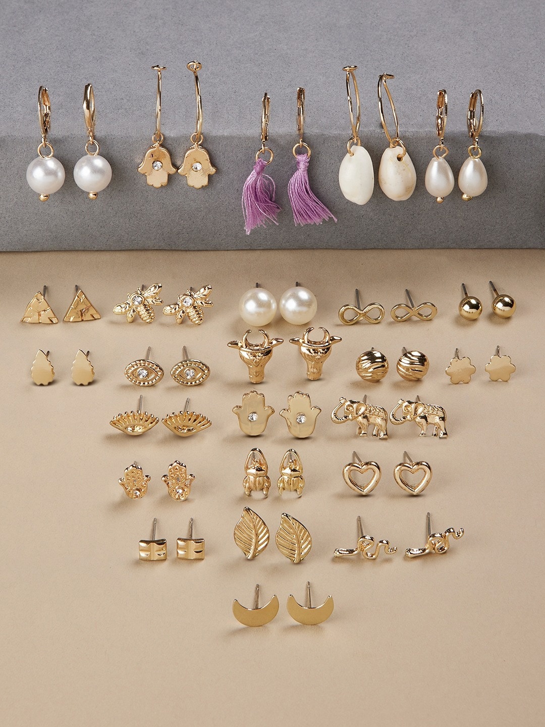 

AMI Set Of 25 Gold-Plated Contemporary Drop Earrings