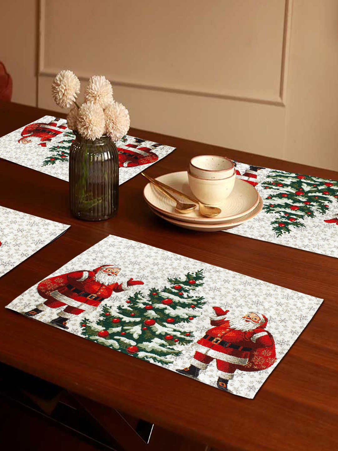 

AVI Living White & Red 6 Pieces Santa Christmas Table Placemats