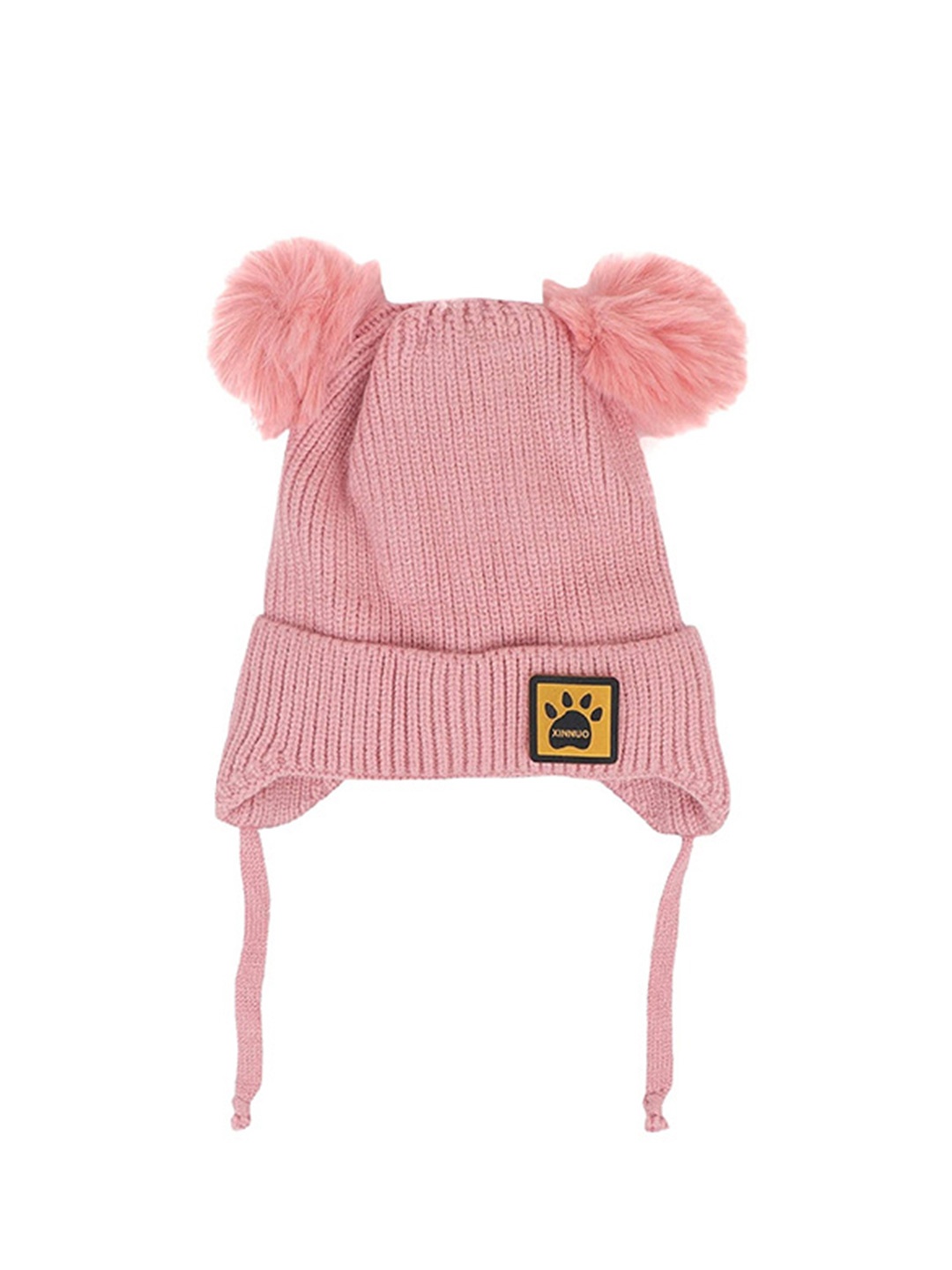 

Zacharias Infants Kids Self Design Woolen Pom Pom Beanie, Pink