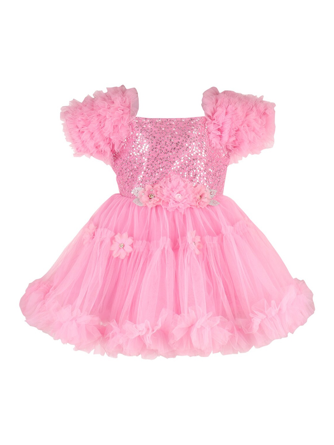 

Wish Karo Girls Embellished Sequined Fit & Flare Dress, Pink